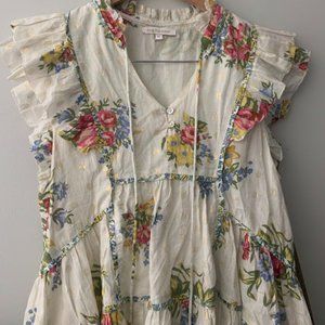 Love the Label Boho Floral botanical top w/shimmer dots/size M